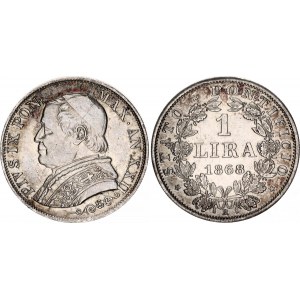 Italian States Papal States 1 Lira 1868 XXII R