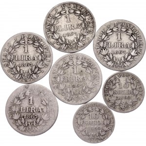 Italian States Papal States Lot of 7 Coins 1866 - 1869 R