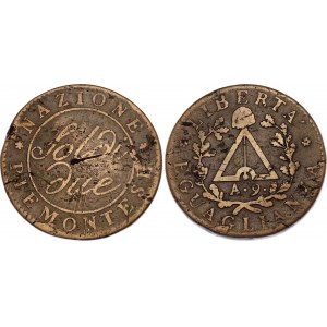 Italian States Piedmont 2 Soldi 1800 - 1801 (ND)