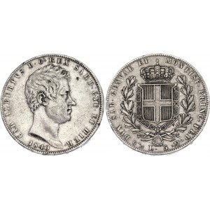 Italian States Sardinia 5 Lire 1840 P