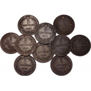 Italy 10 x 5 Centesimi 1861 M