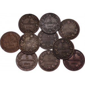 Italy 10 x 5 Centesimi 1862 N