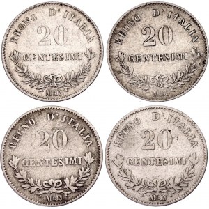 Italy 4 x 20 Centesimi 1863 MBN
