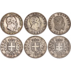 Italy 3 x 1 Lira 1863 MBN