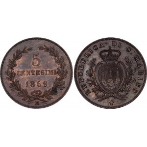 San Marino 5 Centesimi 1869 M