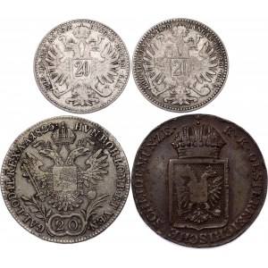 Austria Lot of 4 Coins 1825 - 1870