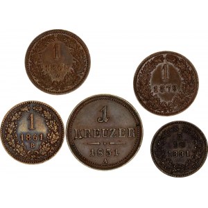 Austria Lot of 5 Coins 1851 - 1881