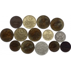 Danzig Lot of 14 Coins 1923 - 1937