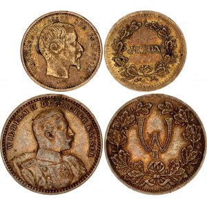 Europe Lot of 2 Bronze Tokens Napoleon III & Wilhelm II 19th - 20th Centuries (ND)