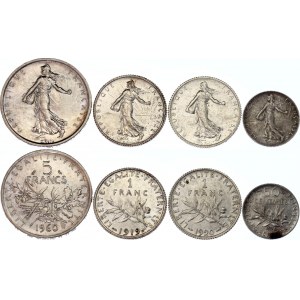France Lot of 4 Silver Coins 1910 - 1960