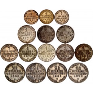 Germany Prussia Lot of 15 Silver Coins 1853 - 1873
