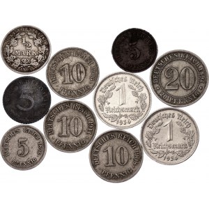 Germany Lot of 10 Coins 1892 - 1941