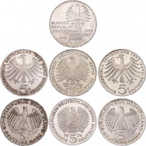 Germany 7 x 5 Mark 1973 - 1977 D-F-G-J