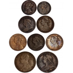 Great Britain Lot of 9 Coins 1839 - 1899