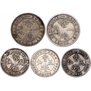 Hong Kong Lot of 5 Coins 1897 - 1933