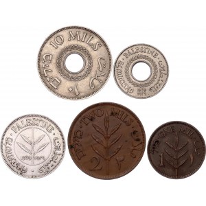 Palestine Lot of 5 Coins 1939 - 1942