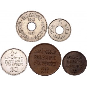 Palestine Lot of 5 Coins 1939 - 1942