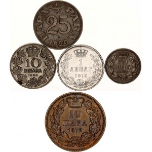 Serbia Lot of 5 Coins 1879 -1938
