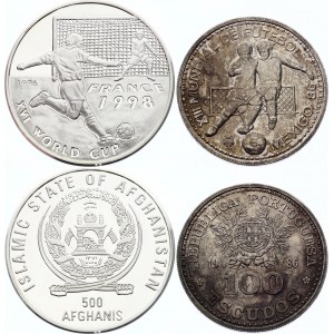 Portugal & Afghanistan Lot of 2 Silver Coins: 100 Escudos - 500 Afghanis 1986 -1996 Mundial'86-'98