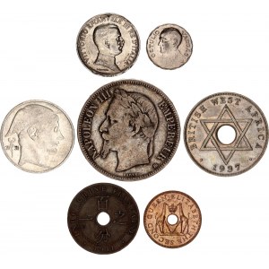 World Lot of 7 Coins 1868 - 1958