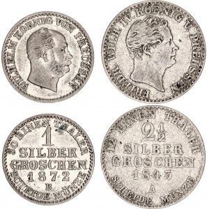German States Prussia1 & 2½ Silber Groschen 1843 - 1872