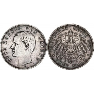 Germany - Empire Bavaria 5 Mark 1907 D