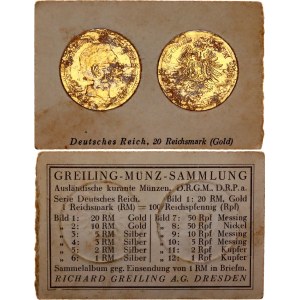 Germany - Empire Prussia 20 Mark 1889 A German Collector's Coin Card