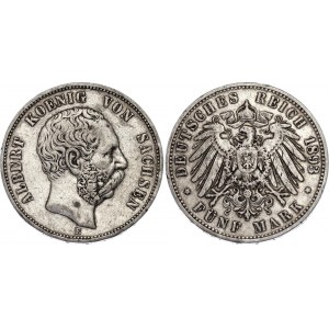 Germany - Empire Saxony-Albertine 5 Mark 1893 E