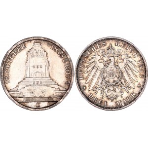 Germany - Empire Saxony - Albertine 3 Mark 1913 E NGC MS 64