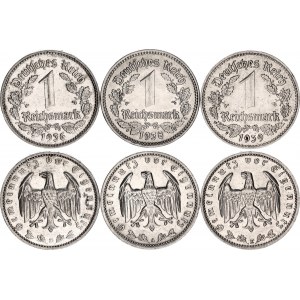 Germany - Third Reich 3 x 1 Reichsmark 1936 - 1939