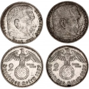 Germany - Third Reich 2 x 2 Reichsmark 1937 A, J