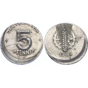 Germany - DDR 5 Pfennig 1949 A Off Center Error