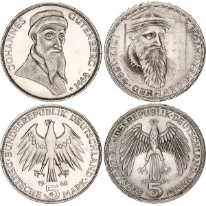 Germany - FRG 2 x 5 Deutsche Mark 1968 - 1969 F & G