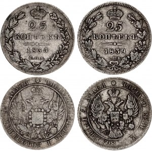 Russia 2 x 25 Kopeks 1835 - 1839 СПБ НГ