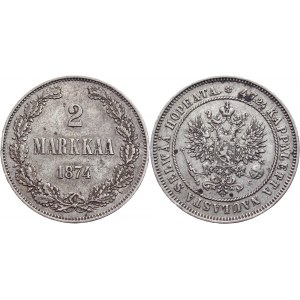Russia - Finland 2 Markkaa 1874 S