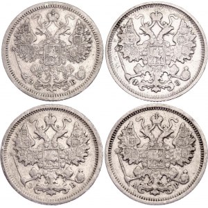 Russia 4 x 15 Kopeks 1900 - 1907