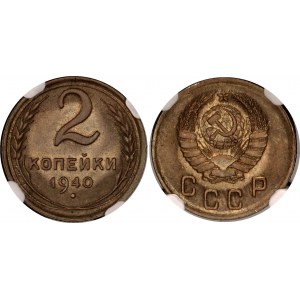 Russia - USSR 2 Kopeks 1940 NGC MS 64