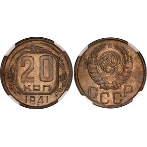 Russia - USSR 20 Kopeks 1941 NGC MS 64