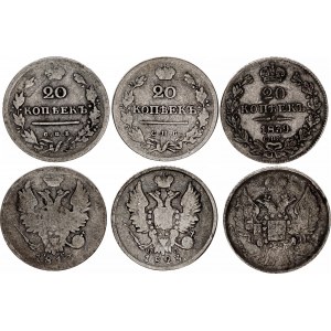 Russia 3 x 20 Kopeks 1813 - 1839