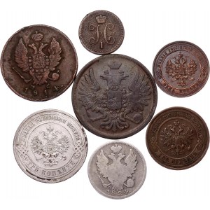 Russia Lot of 7 Coins 1814 - 1912