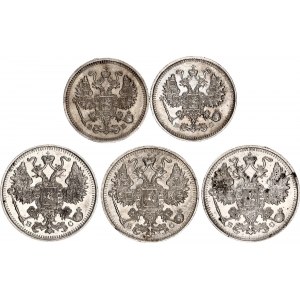 Russia Lot of 5 Coins 1912 - 1916