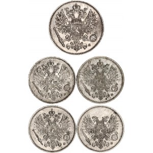 Russia - Finland Lot of 5 Coins 1916 - 1917