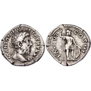 Roman Empire Marcus Aurelius Denarius 172 AD Mars