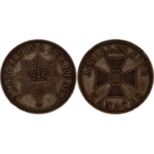 Australia Copper Token Achilles King Manager / Fluctuating Currency 1880 s (ND)