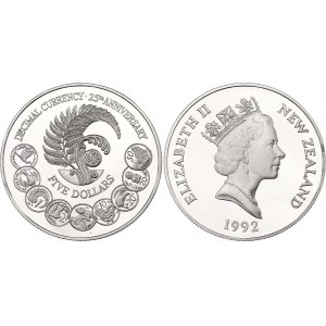New Zealand 5 Dollars 1992