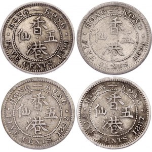 Hong Kong 4 x 5 Cents 1887 - 1892