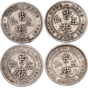 Hong Kong 4 x 5 Cents 1897 - 1901