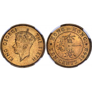 Hong Kong 10 Cents 1948 NGC MS64