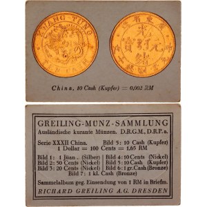 China Kwangtung 10 Cash 1900 - 1906 (ND) German Collector's Coin Card