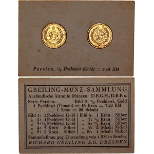 Iran 1/5 Toman 1912 AH 1330 German Collector's Coin Card